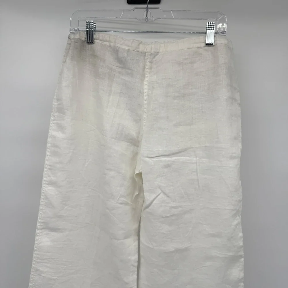 Moda International Linen Pants Womens XS White Drawstring Wide Leg Coastal Beach - Picture 4 of 9
